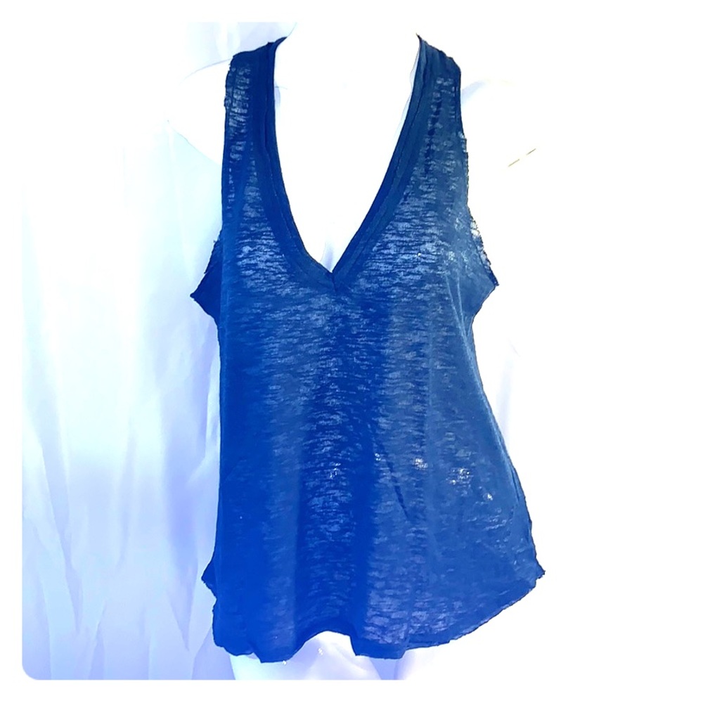 Project Social T PST, Navy Tank Raw Edge Textured
